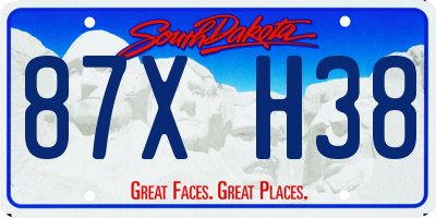 SD license plate 87XH38