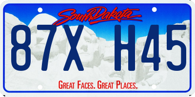 SD license plate 87XH45