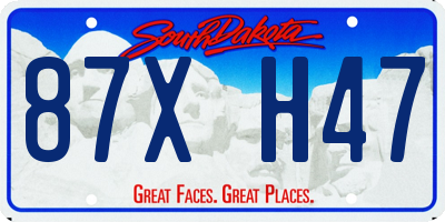 SD license plate 87XH47