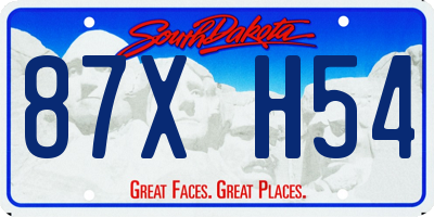 SD license plate 87XH54