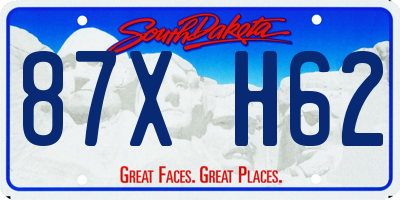 SD license plate 87XH62