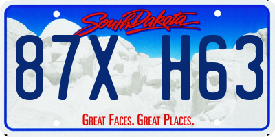 SD license plate 87XH63