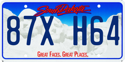 SD license plate 87XH64