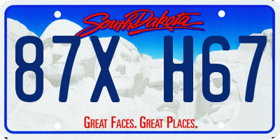 SD license plate 87XH67