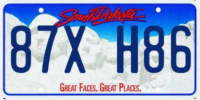 SD license plate 87XH86