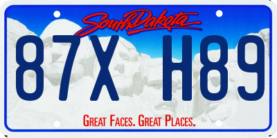 SD license plate 87XH89