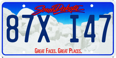 SD license plate 87XI47