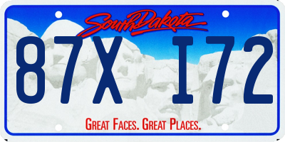 SD license plate 87XI72