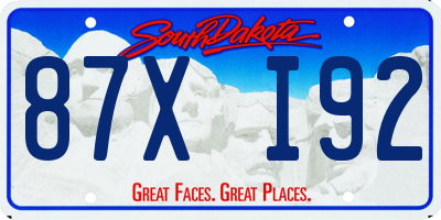SD license plate 87XI92