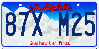 SD license plate 87XM25
