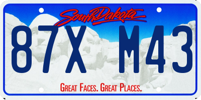 SD license plate 87XM43