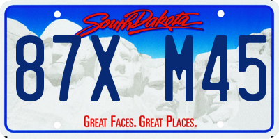 SD license plate 87XM45