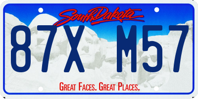 SD license plate 87XM57