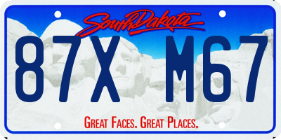 SD license plate 87XM67