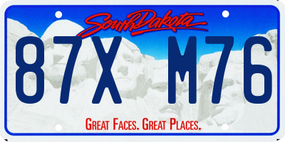 SD license plate 87XM76