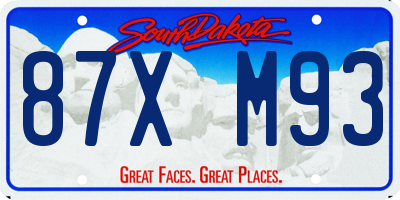 SD license plate 87XM93
