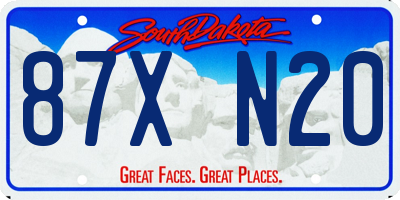 SD license plate 87XN20