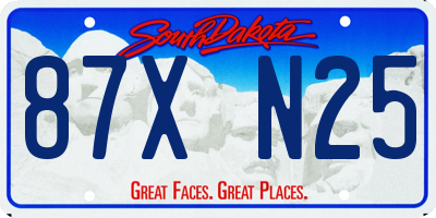 SD license plate 87XN25