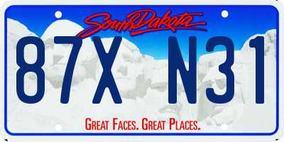 SD license plate 87XN31
