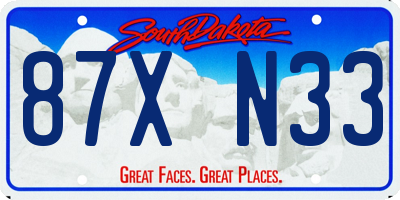 SD license plate 87XN33