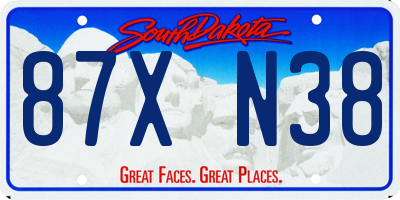 SD license plate 87XN38