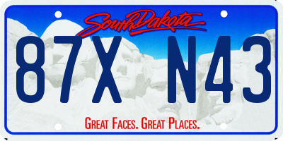 SD license plate 87XN43