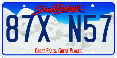 SD license plate 87XN57