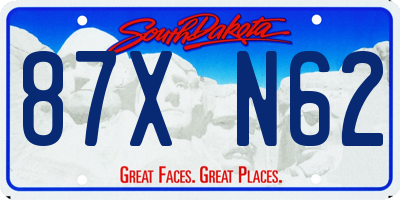 SD license plate 87XN62