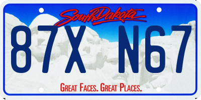 SD license plate 87XN67