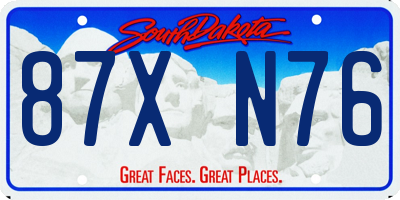 SD license plate 87XN76