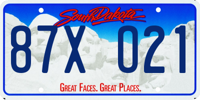 SD license plate 87XO21