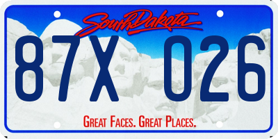 SD license plate 87XO26