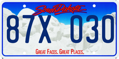 SD license plate 87XO30