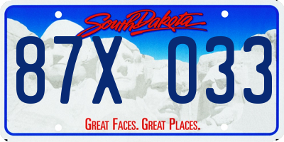SD license plate 87XO33