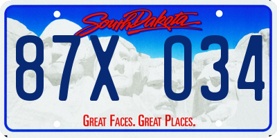 SD license plate 87XO34