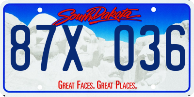 SD license plate 87XO36