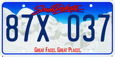 SD license plate 87XO37