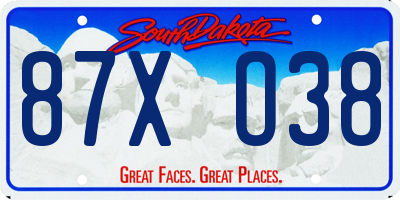 SD license plate 87XO38