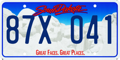 SD license plate 87XO41