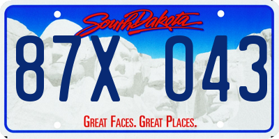 SD license plate 87XO43
