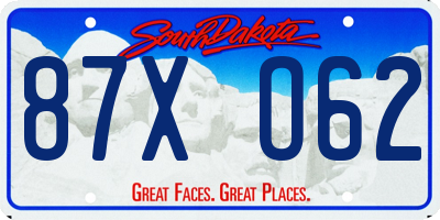 SD license plate 87XO62