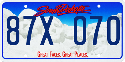 SD license plate 87XO70