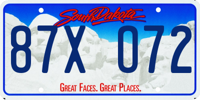 SD license plate 87XO72