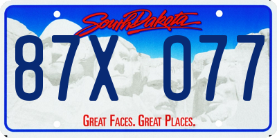 SD license plate 87XO77