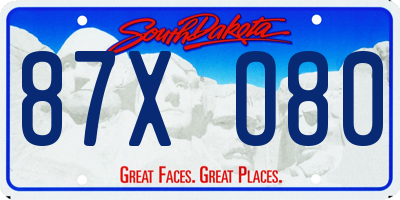 SD license plate 87XO80