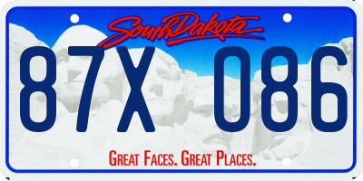 SD license plate 87XO86