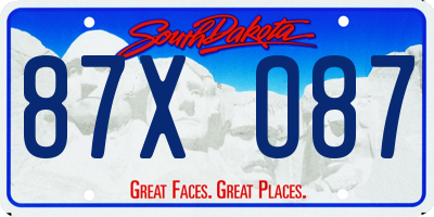 SD license plate 87XO87