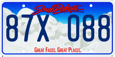 SD license plate 87XO88