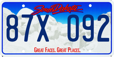 SD license plate 87XO92