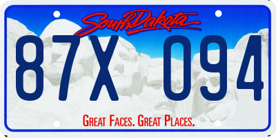 SD license plate 87XO94